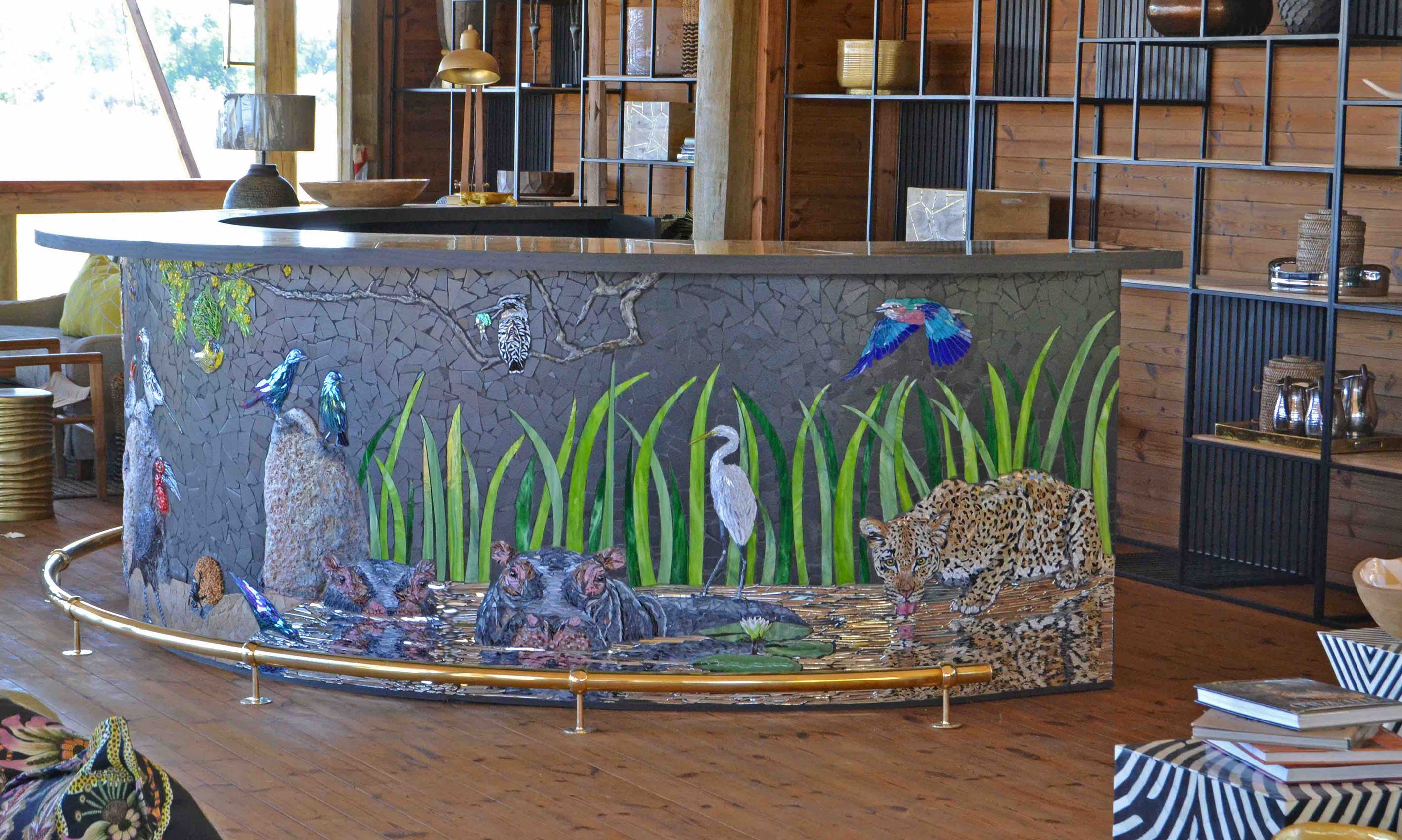 Mosaic Bar Mural at Tuludi Tree Lodge, Botswana